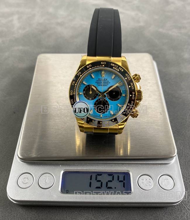 collectible watch DaytonaUFO factory Rolexyellow gold case blue dial4131 mechanical weight live photos