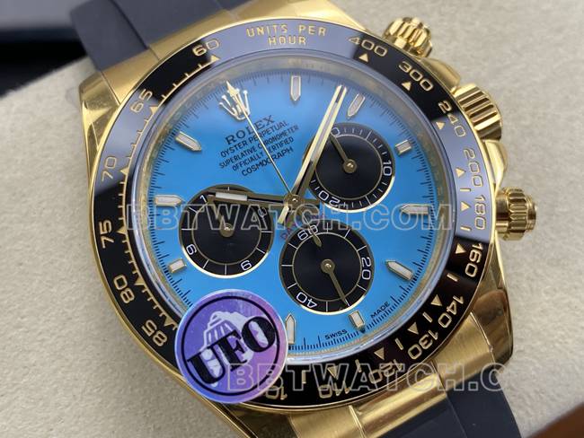 collectible watch DaytonaUFO factory Rolexyellow gold case blue dial4131 mechanical front live photo