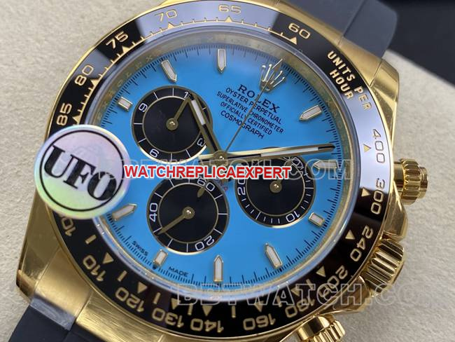 collectible watch DaytonaUFO factory Rolexyellow gold case blue dial4131 mechanical front live photo