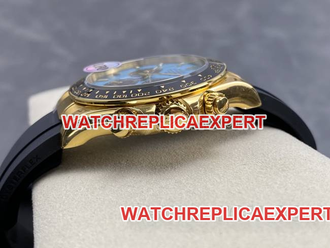 collectible watch DaytonaUFO factory Rolexyellow gold case blue dial4131 mechanical side live photo