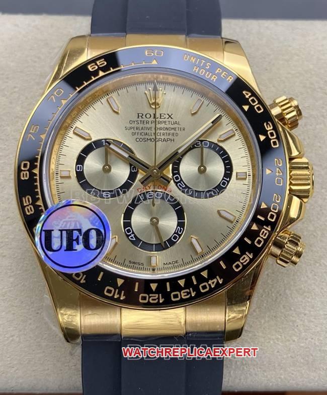 top-tier watch DaytonaUFO factory Rolexyellow gold shell gold plate 4131 mechanical front live photo