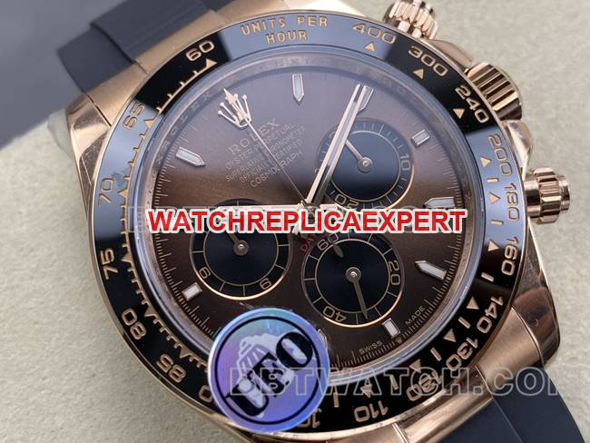 watch UFO factory DaytonaRolexrose gold shell brown plate 4131 mechanical front live photo
