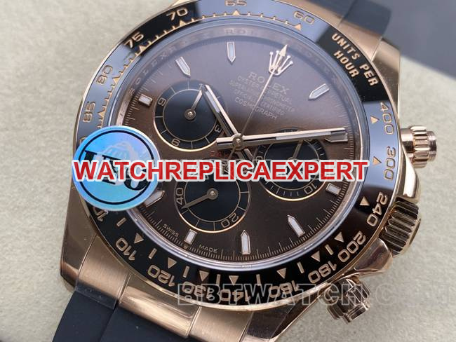 watch UFO factory DaytonaRolexrose gold shell brown plate 4131 mechanical front live photo