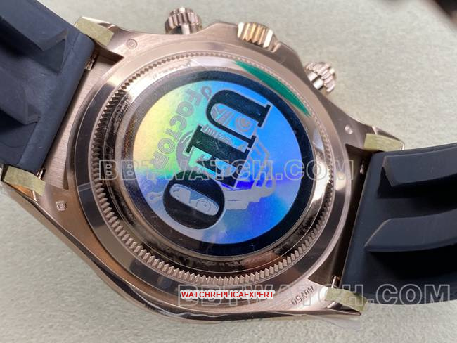 watch UFO factory DaytonaRolexrose gold shell brown plate 4131 mechanical caseback live photo