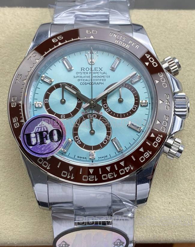 1:1replica watch UFO factory DaytonaRolex ice blue diamond 4131 mechanical front live photo