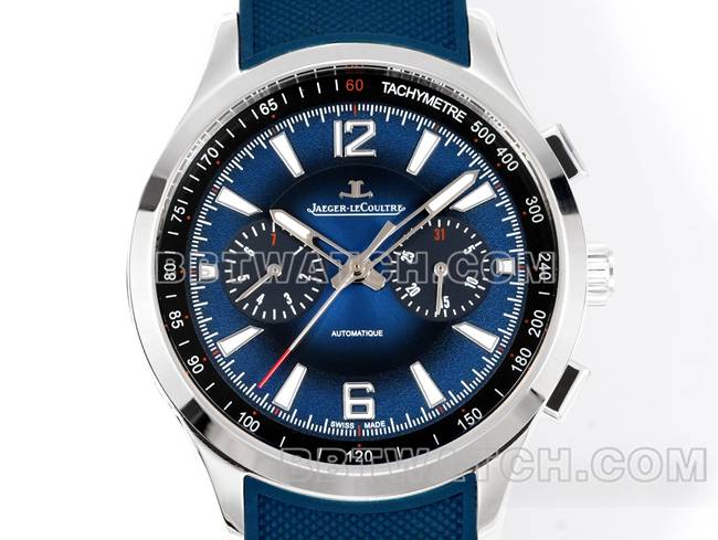 1:1replica watch Jaeger-LeCoultre Beichen blue dial mechanical blue rubber model front live photo