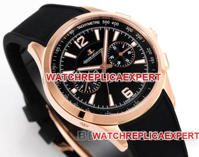 collectible watch Beichen Jaeger-LeCoultrerose goldblack dial mechanical black rubber front live photo