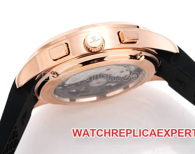 collectible watch Beichen Jaeger-LeCoultrerose goldblack dial mechanical black rubber model side live photo