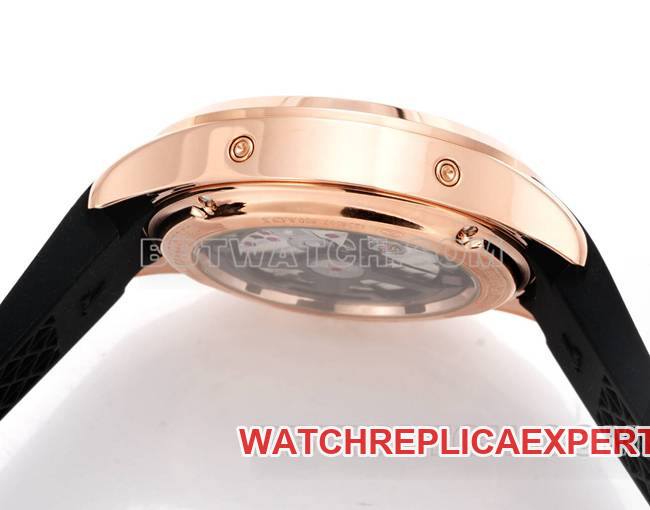collectible watch Beichen Jaeger-LeCoultrerose goldblack dial mechanical black rubber model side live photo