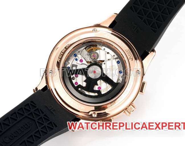 collectible watch Beichen Jaeger-LeCoultrerose goldblack dial mechanical black rubber caseback live photo