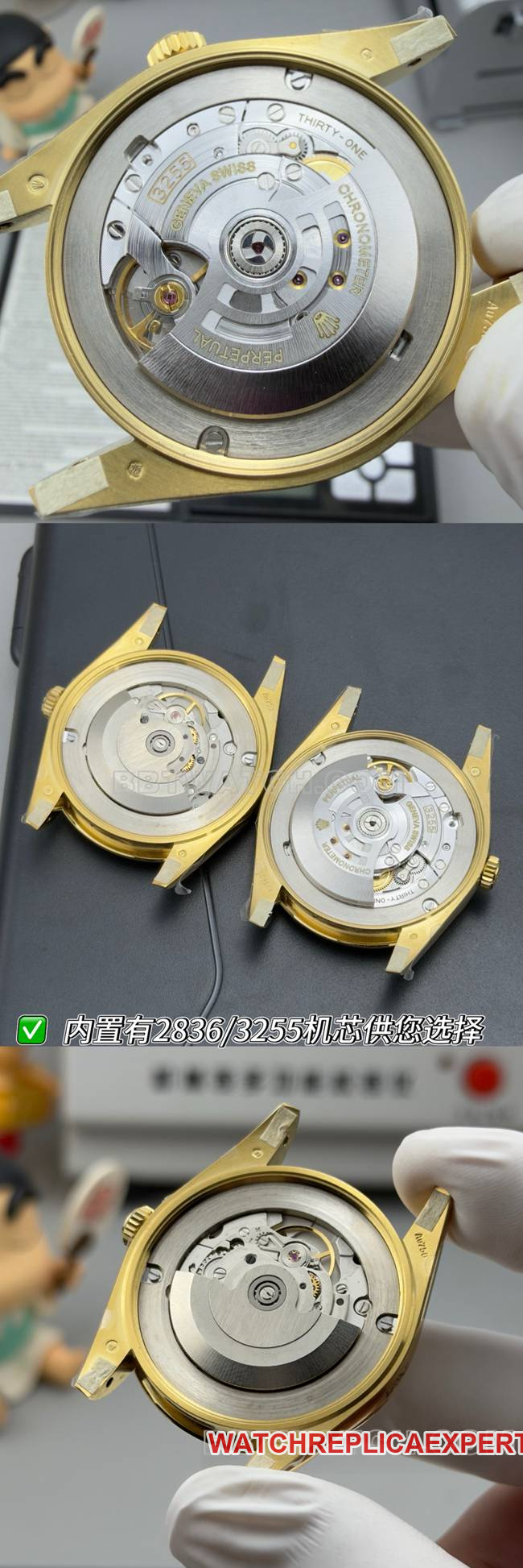 top-tier watch PPM factory RolexDay-Date mechanical black dialyellow goldcaseback live photo