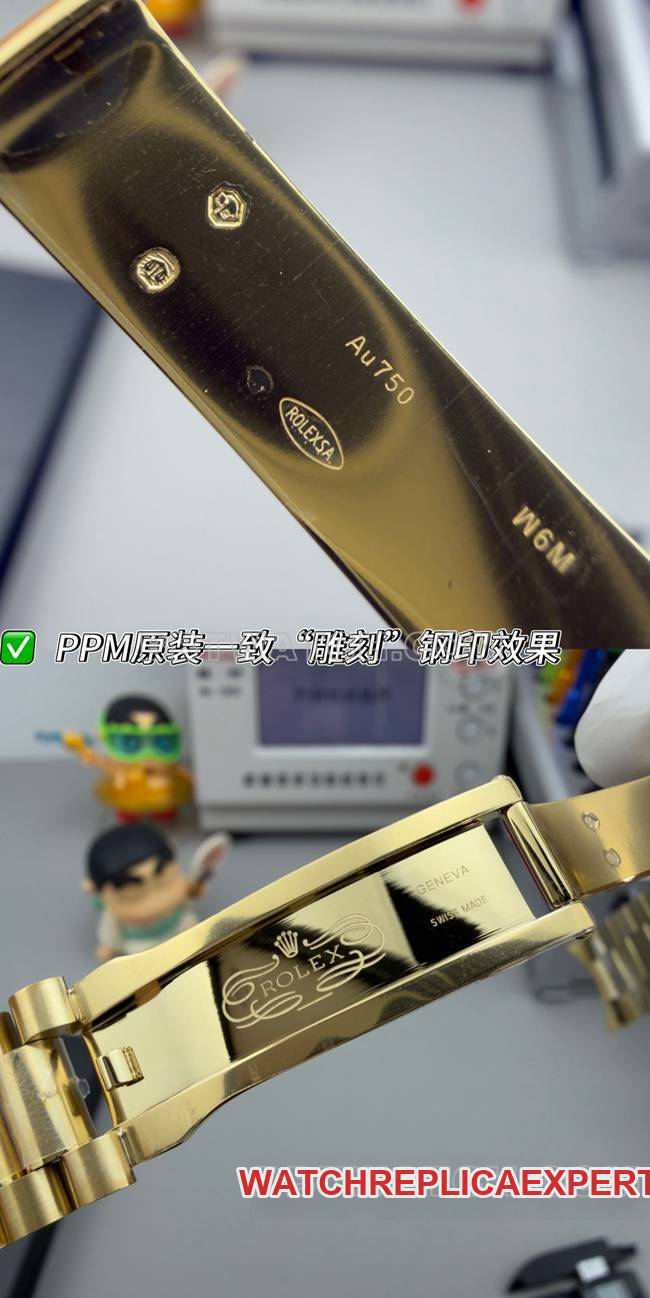 top-tier watch PPM factory RolexDay-Date mechanical black dialyellow goldclasplive photos