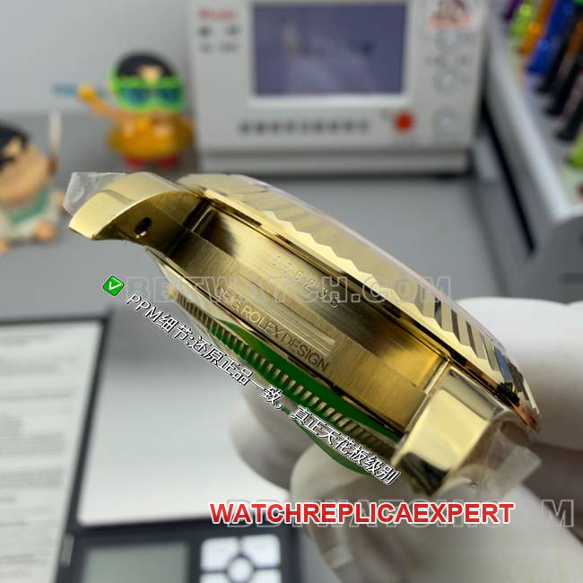 top-tier watch PPM factory RolexDay-Date mechanical black dialyellow goldside live photo
