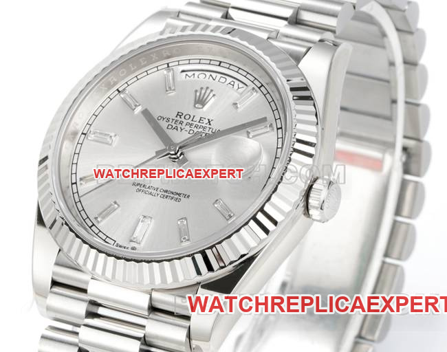 collectible watch PPM factory RolexDay-Date mechanical silver dialfront live photo