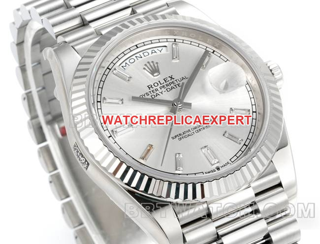 collectible watch PPM factory RolexDay-Date mechanical silver dialfront live photo