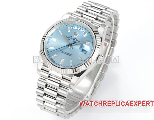 watch PPM factory Rolex Day-Date mechanical ice blue dialfront live photo