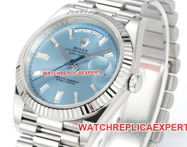 watch PPM factory Rolex Day-Date mechanical ice blue dialfront live photo