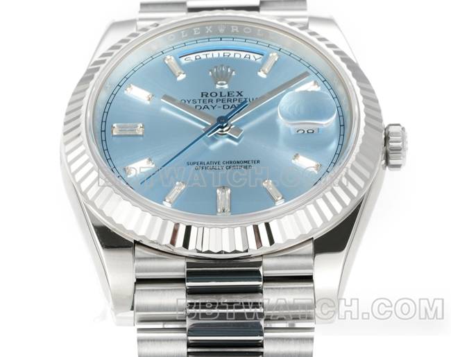 watch PPM factory Rolex Day-Date mechanical ice blue dialfront live photo