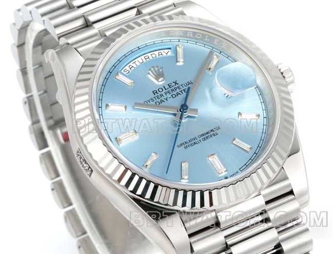 watch PPM factory Rolex Day-Date mechanical ice blue dialfront live photo