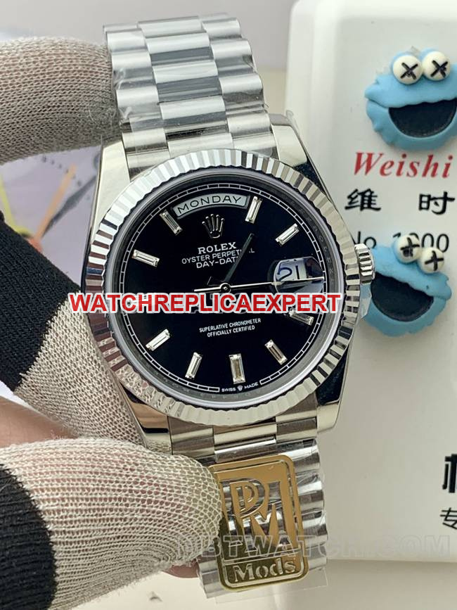 collectible watch PPM factory Rolex Day-Date mechanical black dialfront live photo