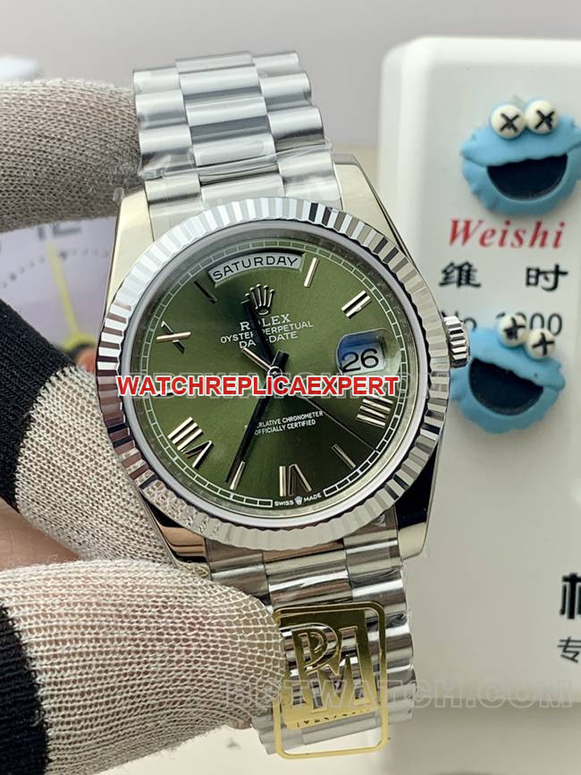 top-tier watch Day-DatePPM factory Rolex machinery green dialfront live photo