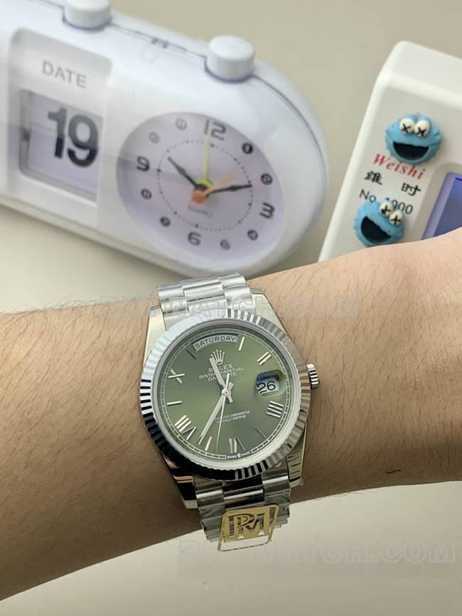 top-tier watch Day-DatePPM factory Rolex machinery green dialfront live photo