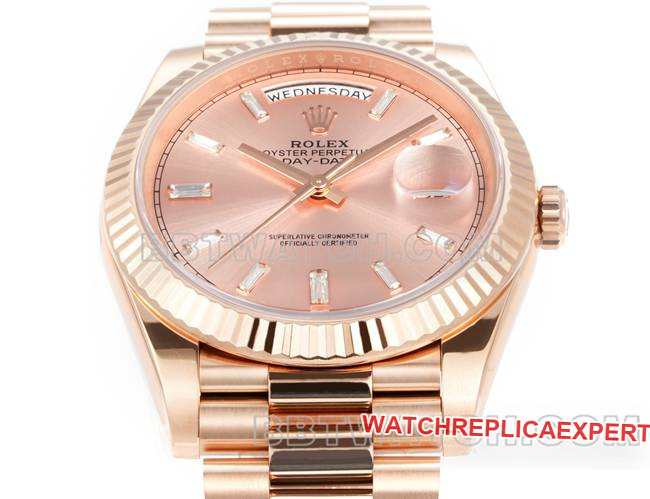 collectible watch Day-DatePPM factory Rolex mechanical pink dial rose goldfront live photo