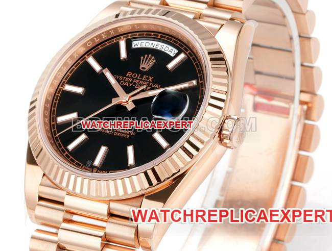 1:1replica watch Day-DatePPM factory Rolex mechanical black dialrose goldfront live photo