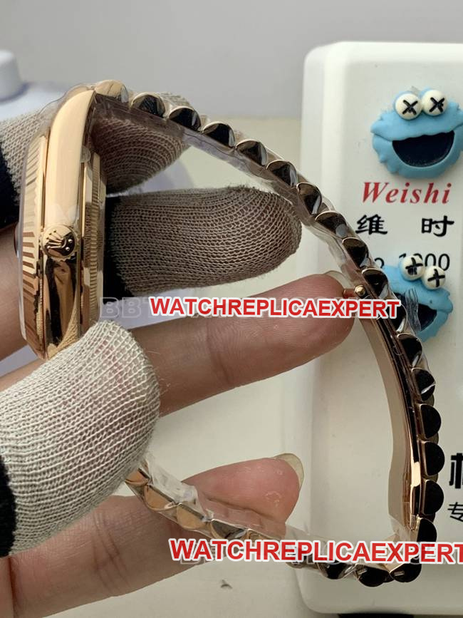 collectible watch Rolexrose goldPPM factory Day-Date mechanical brown dial side live photo