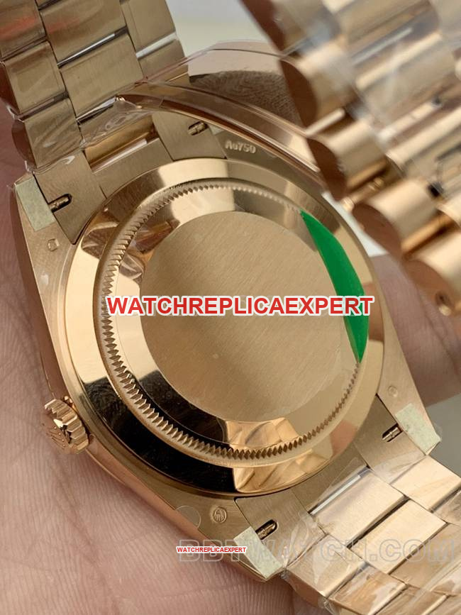 1:1replica watch Rolexrose goldPPM factory Day-Date mechanical green dial Roman numerals caseback live photo