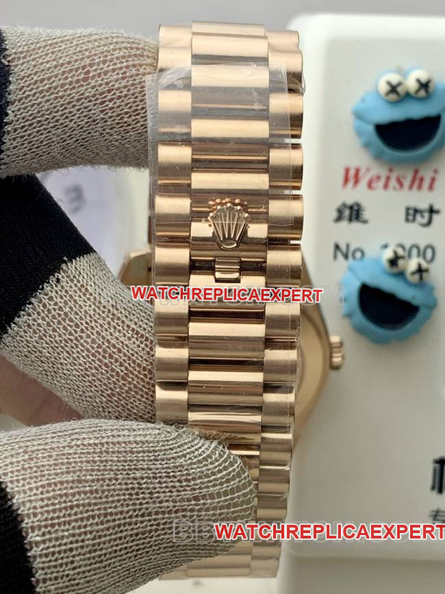1:1replica watch Rolexrose goldPPM factory Day-Date mechanical green dial Roman numerals braceletlive photos