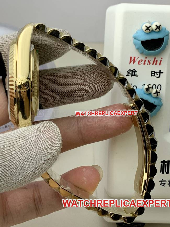 top-tier watch Rolexyellow goldPPM factory Day-Date mechanical gold plate Roman numerals side live photo