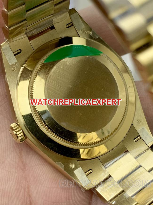 top-tier watch Rolexyellow goldPPM factory Day-Date mechanical gold plate Roman numerals caseback live photo