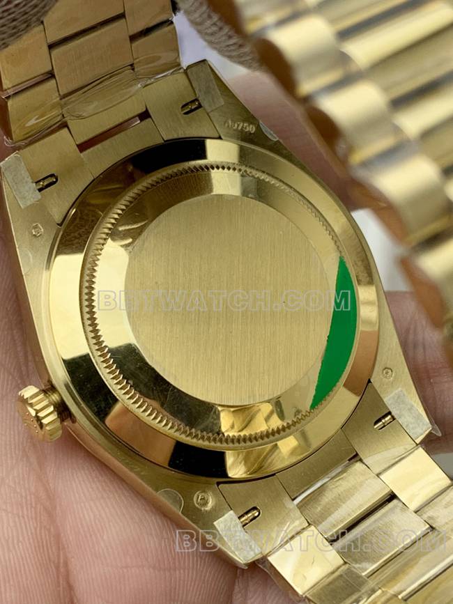 collectible watch Rolexyellow goldPPM factory Day-Date mechanical gold plate caseback live photo