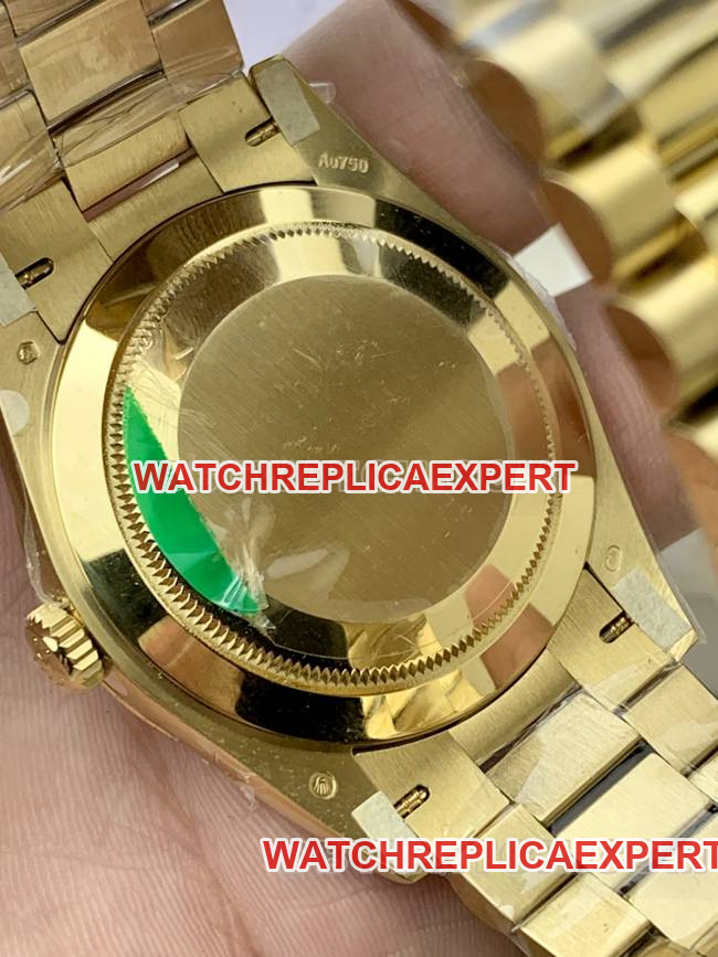 1:1replica watch Rolexyellow goldPPM factory Day-Date mechanical white dial Roman numeral caseback live photo