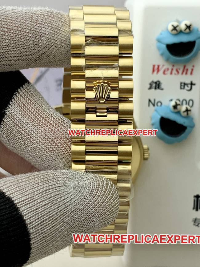 1:1replica watch Rolexyellow goldPPM factory Day-Date mechanical white dial Roman numerals braceletlive photos