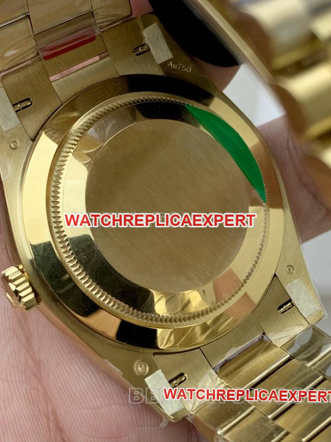 collectible watch Rolexblack dialPPM factory Day-Date mechanical yellow goldcaseback live photo