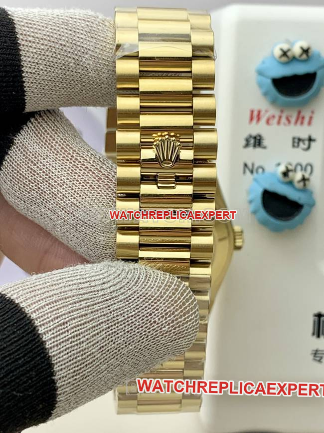 collectible watches Rolexblack dialPPM factory Day-Date mechanical yellow goldbraceletlive photos