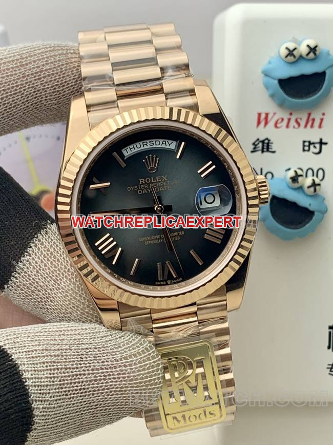 top-tier watch PPM factory gray plate rose goldRolexDay-Date mechanical front live photo