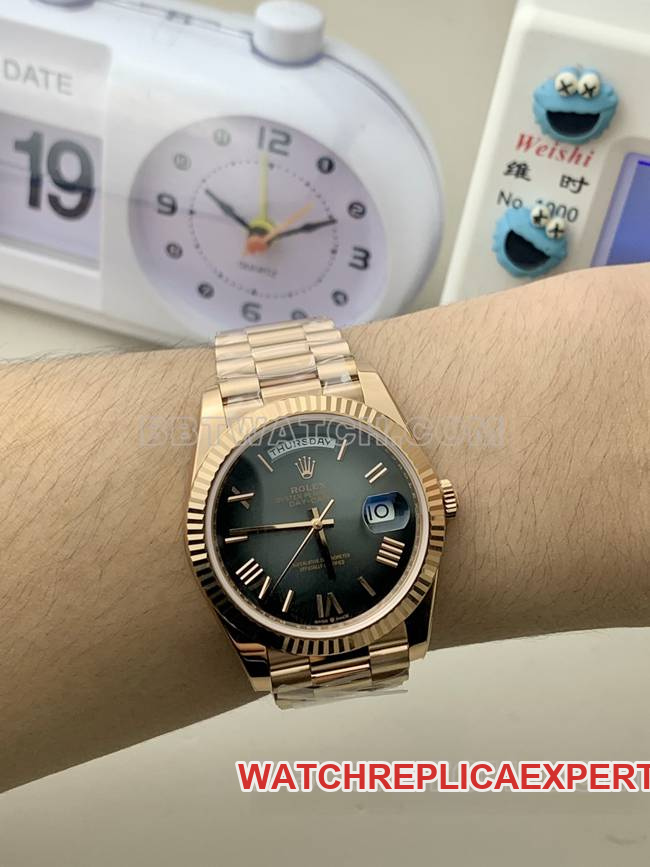 top-tier watch PPM factory gray plate rose goldRolexDay-Date mechanical front live photo