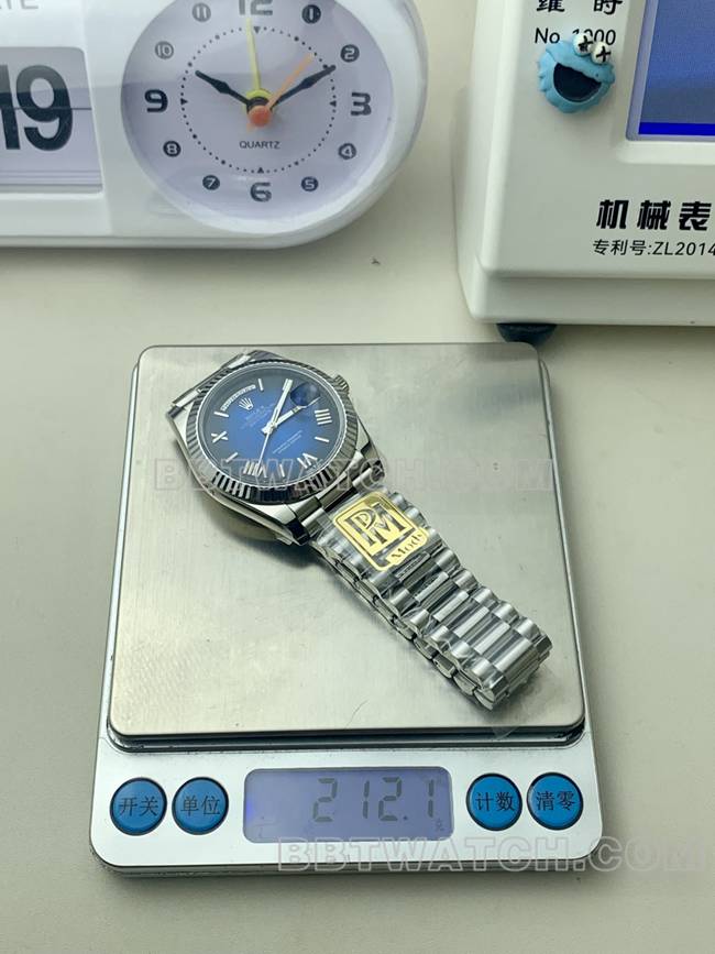 collectible watch PPM factory blue black dial Roman numerals Rolex Day-Date mechanical weight live photos