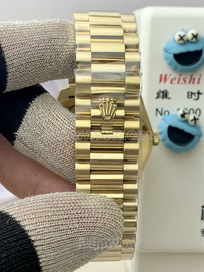 1:1replica watch PPM factory gradient green dial Roman numerals RolexDay-Dateyellow gold mechanical braceletlive photos