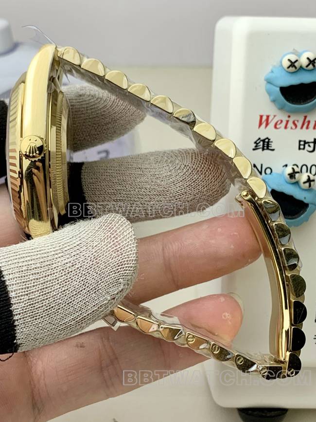 watch PPM factory black dial plaid RolexDay-Dateyellow gold mechanical side live photo