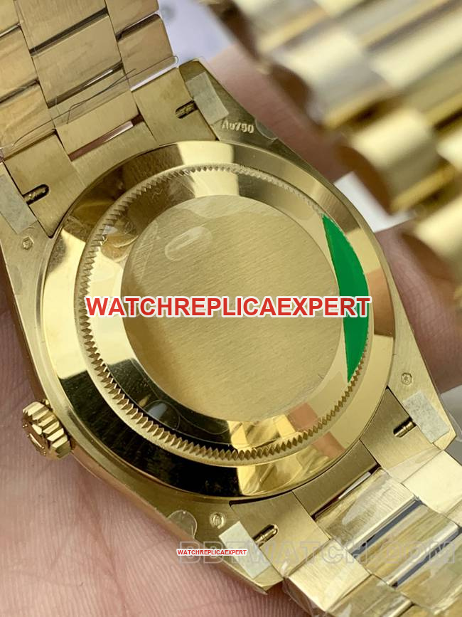 watch PPM factory black dial plaid RolexDay-Dateyellow gold mechanical caseback live photo