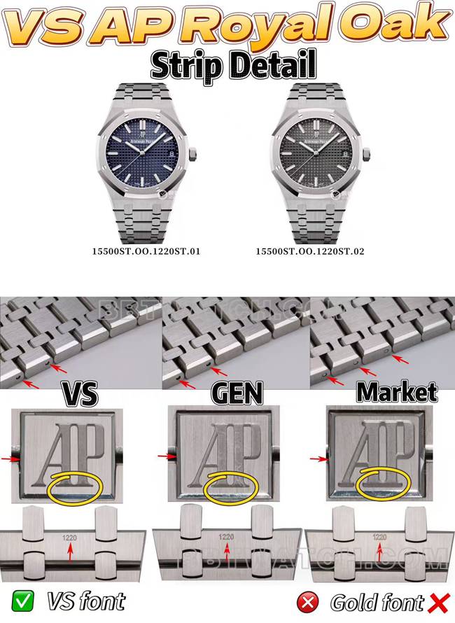 VS FactoryAudemars PiguetRoyal Oaktop-tier watch 15500 comparison genuine review braceletlive photos