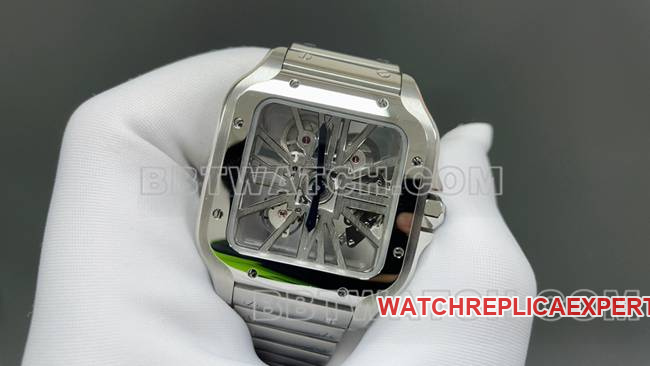 1:1replica watch CartierMLF factory Santos hollow disc mechanical front live photo
