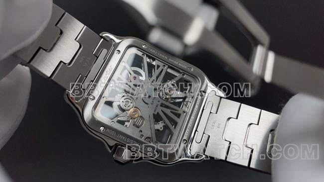 watch CartierMLF factory Santos blue hollow disc mechanical caseback live photo