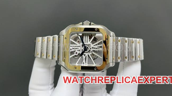 collectible watch CartierMLF factory Santos yellow hollow disc mechanical front live photo