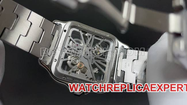 collectible watch CartierMLF factory Santos yellow hollow disc mechanical caseback live photo