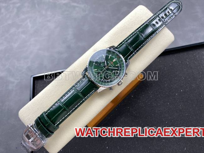 top-tier watch aviation chronograph BLS factory Breitlinggreen dialleather strap model front live photo